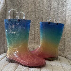Rainbow Glitter Rain Boots